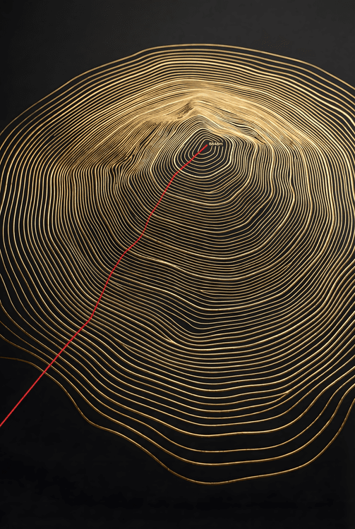 The Golden Summit: Mount Everest Topographic Art