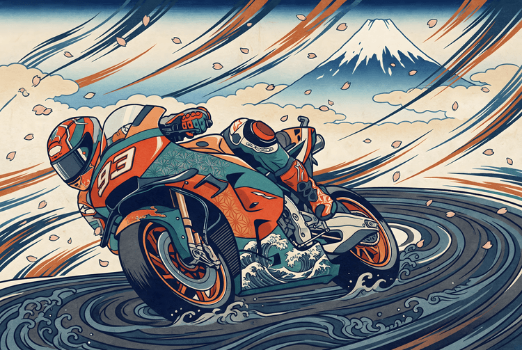 Zenith Speed: Mount Fuji MotoGP Ukiyo-e Art
