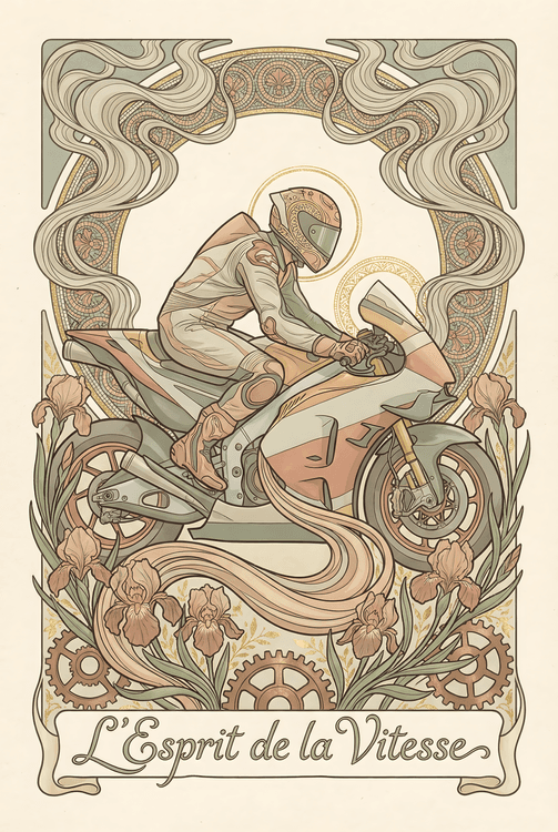 L'Esprit de la Vitesse: Art Nouveau Sportbike Racing Poster