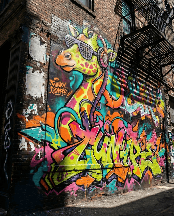Funky Giraffe Street Art Mural
