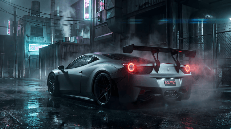 Cyberpunk Ferrari 458 Night Alley