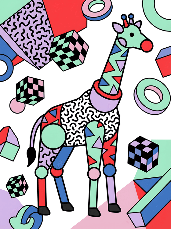 Geometric Safari: The Memphis Design Giraffe