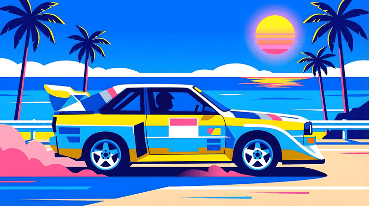 Audi Sport Quattro S1: Tropical Synthwave Drive