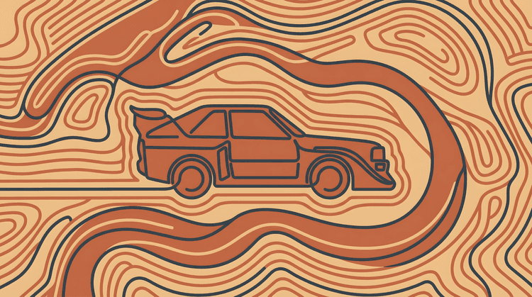 Audi Quattro S1: Topographic Line Art