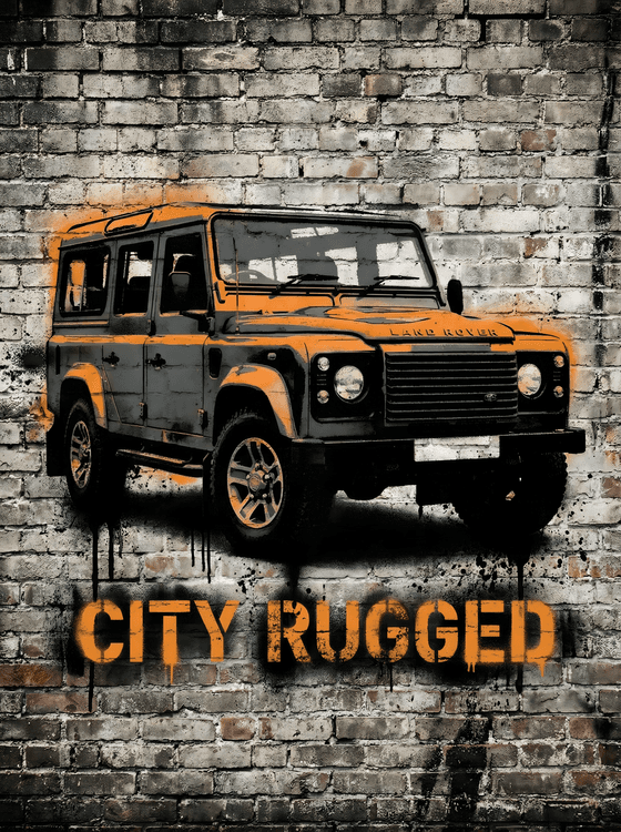 City Rugged Land Rover Defender Street Art