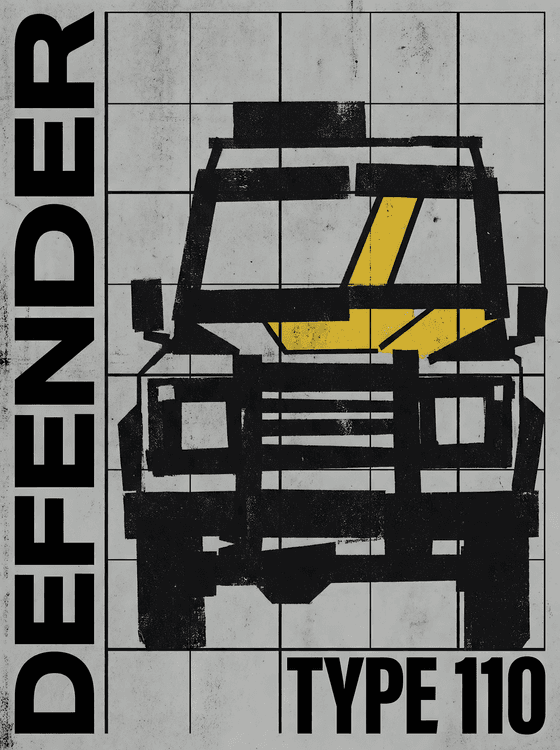 Defender 110 Industrial Stencil Poster