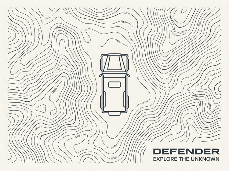 Defender Topographic Adventure Line Art
