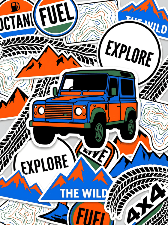 Defender 90 Adventure Sticker Bomb