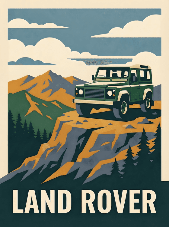 Defender 90 Mountain Summit Travel Poster