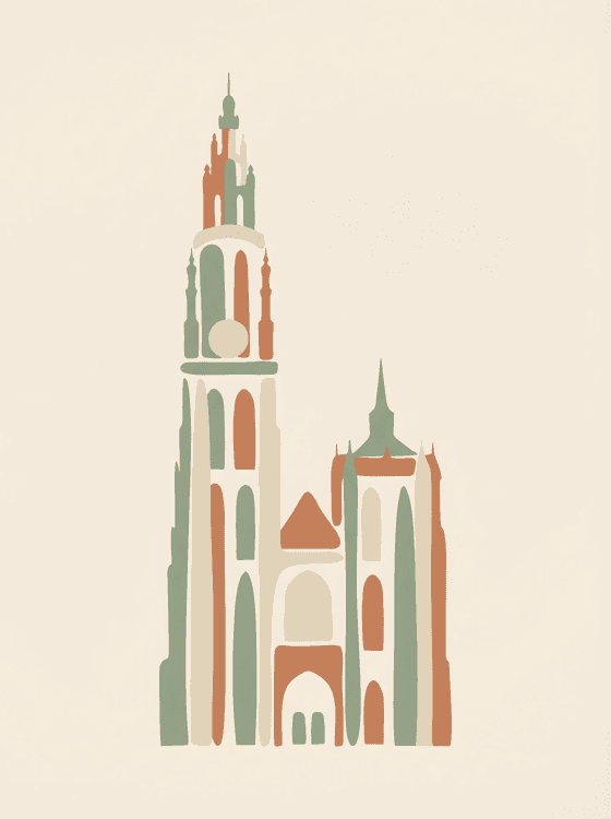 Antwerp Cathedral Earth Tones Minimalist