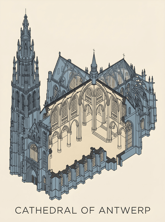 Antwerp Cathedral Isometric Cutaway