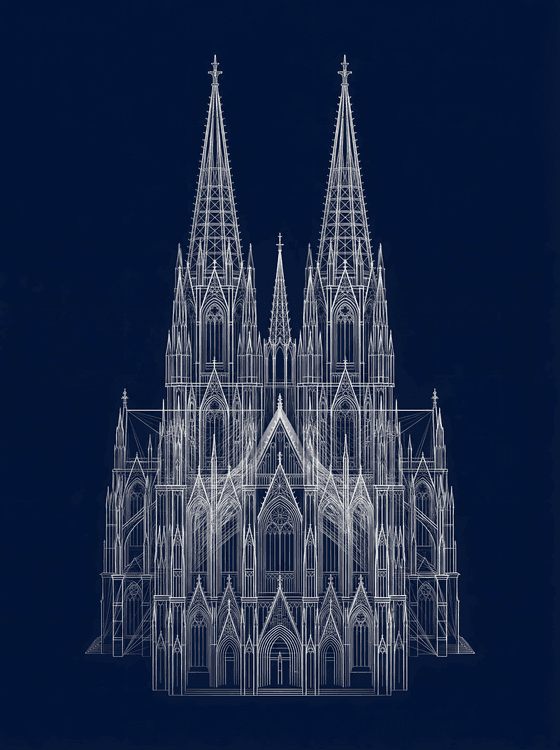 Cologne Cathedral Architectural Wireframe