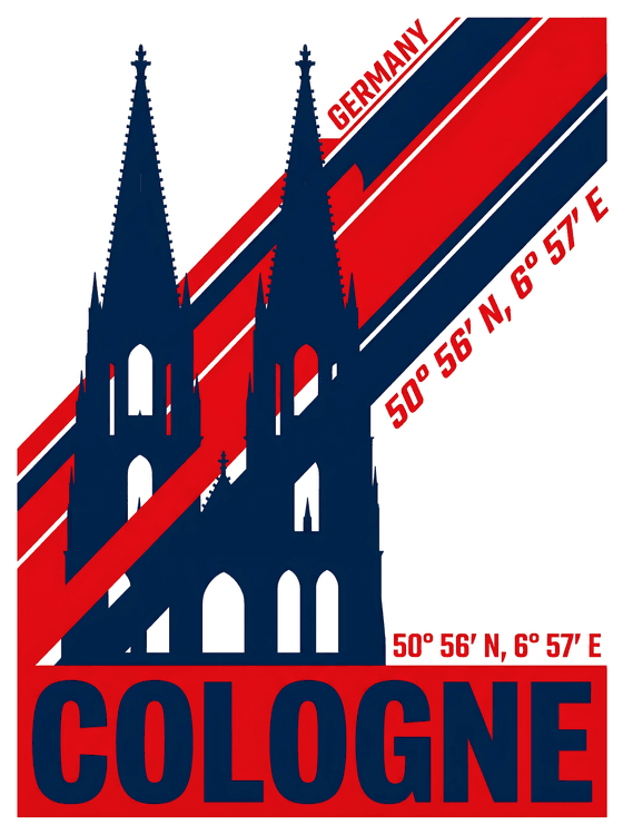 Cologne Cathedral Topographic Travel Poster