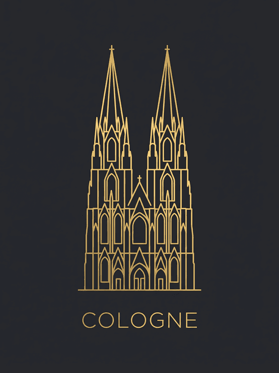 Cologne Cathedral Golden Line Art