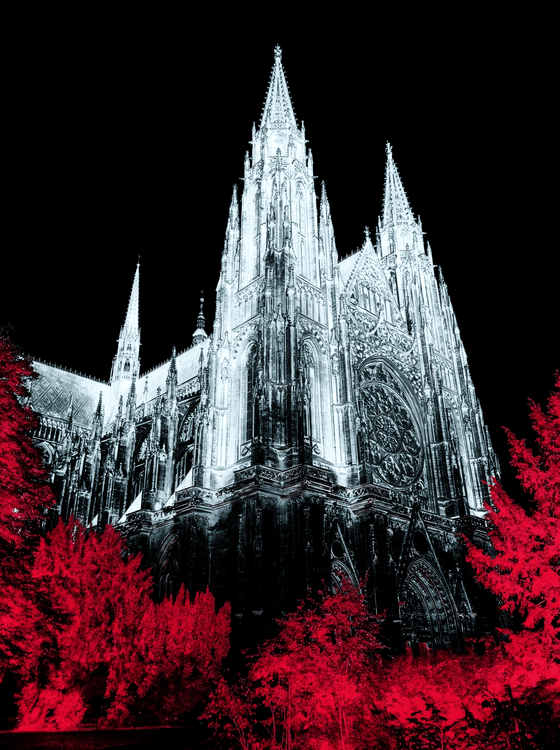 St. Vitus Cathedral Surreal Red Foliage