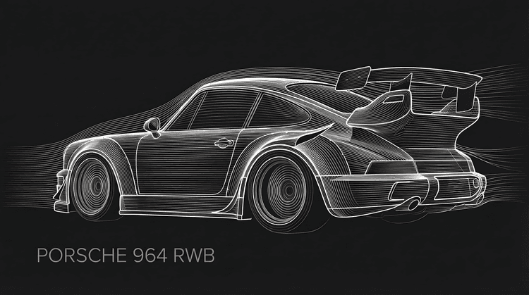 Porsche 964 RWB: Aerodynamic Flow Line Art