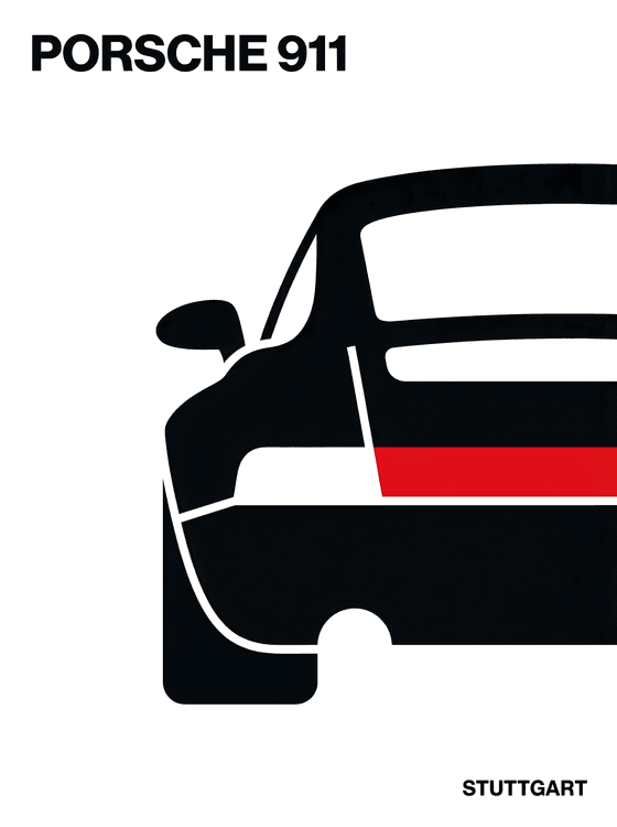 Porsche 911 Minimalist Rear View - Stuttgart Edition