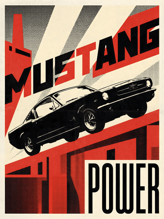 Mustang Power Constructivist Graphic Poster