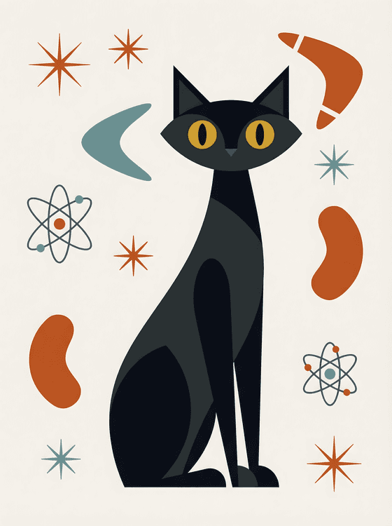 Atomic Black Cat: Mid-Century Modern Atomic Age Art
