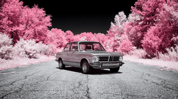Infrared BMW 2002: Pink Foliage Dreamscape