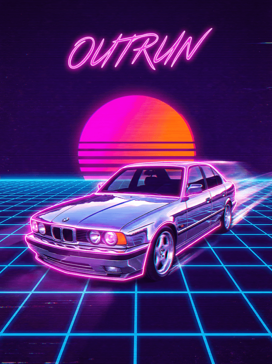 BMW E34 Outrun Neon Speed