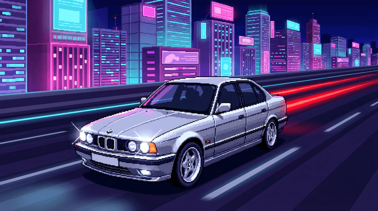 BMW E34 Pixel Neon Highway