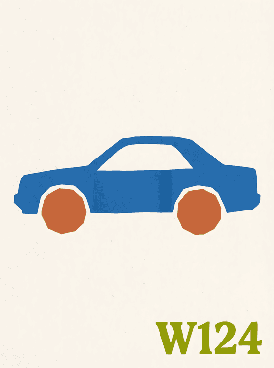 Mercedes W124: Minimalist Paper Cutout Tribute