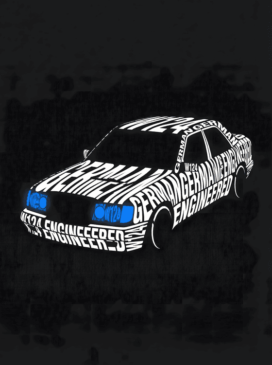 German Engineered: W124 Typographic Art