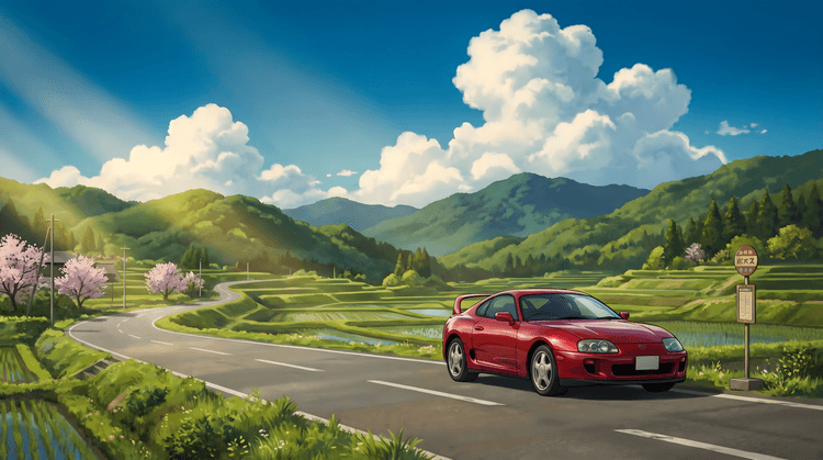 Nostalgic Road: Toyota Supra A80 in Rural Japan