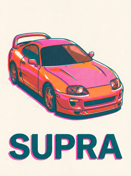 Vibrant Halftone Toyota Supra A80