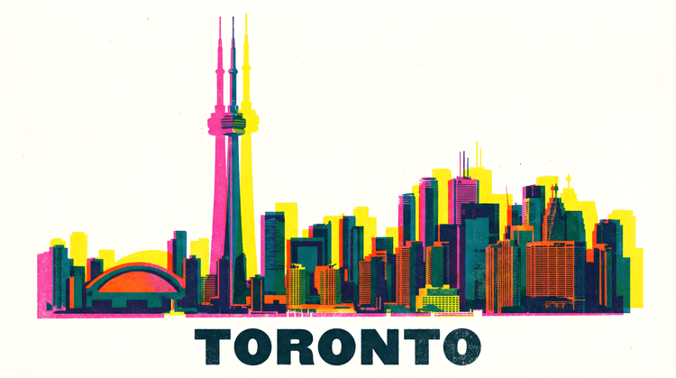 Vibrant Toronto Skyline Risograph Art