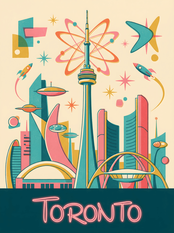Toronto Space Age: Retro-Futuristic CN Tower & Rogers Centre