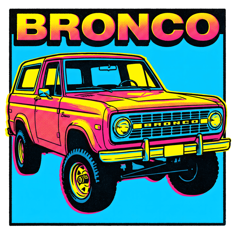 Vibrant Retro Pink Ford Bronco Illustration
