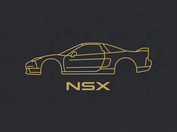 Honda NSX Golden Silhouette Line Art