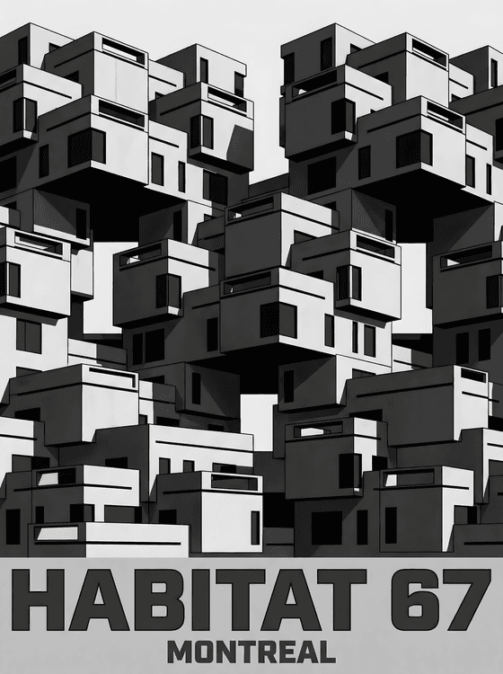 Habitat 67 Montreal Brutalist Graphic Poster