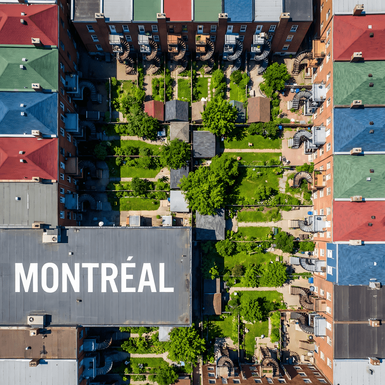 Montreal Aerial: Plateau Gardens and Spiral Stairs