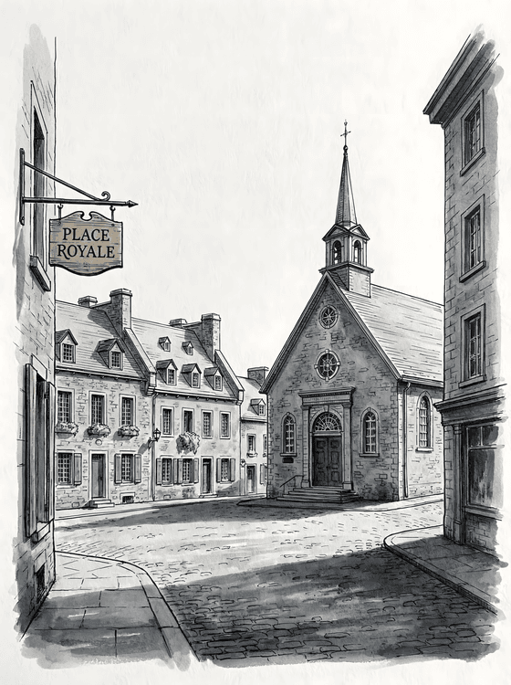 Historic Place Royale Ink Drawing