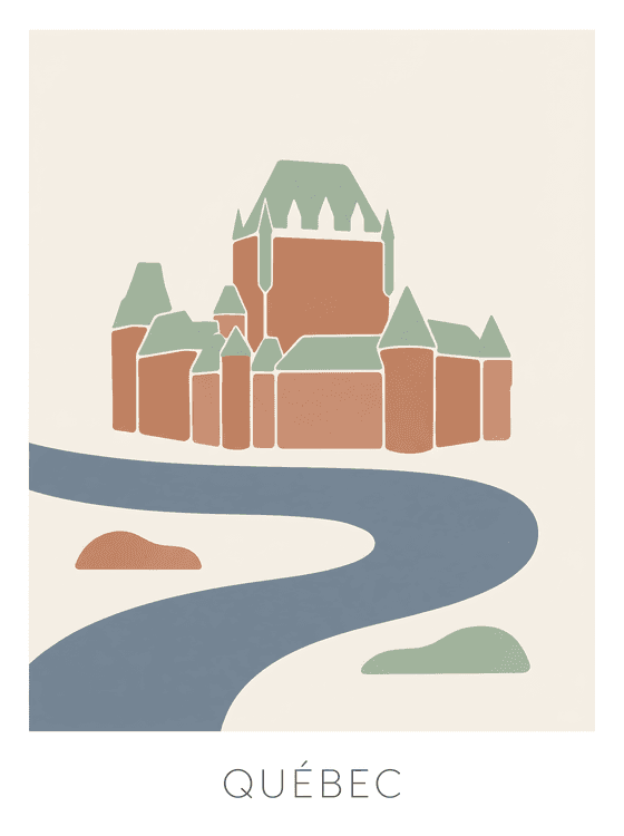 Minimalist Quebec City: Le Château Frontenac Flat Art
