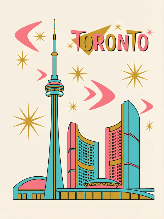 Toronto Retro Atomic Skyline Poster