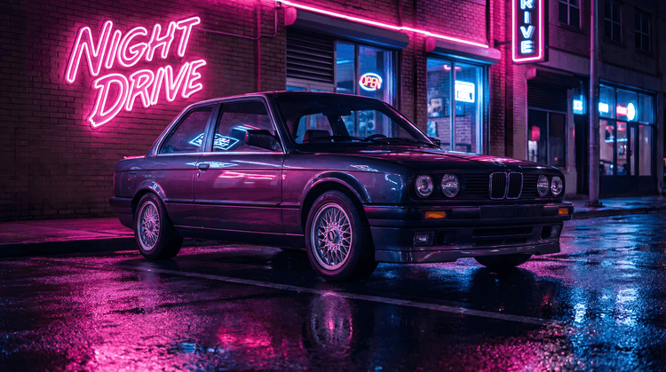 Synthwave Night Drive: BMW E30