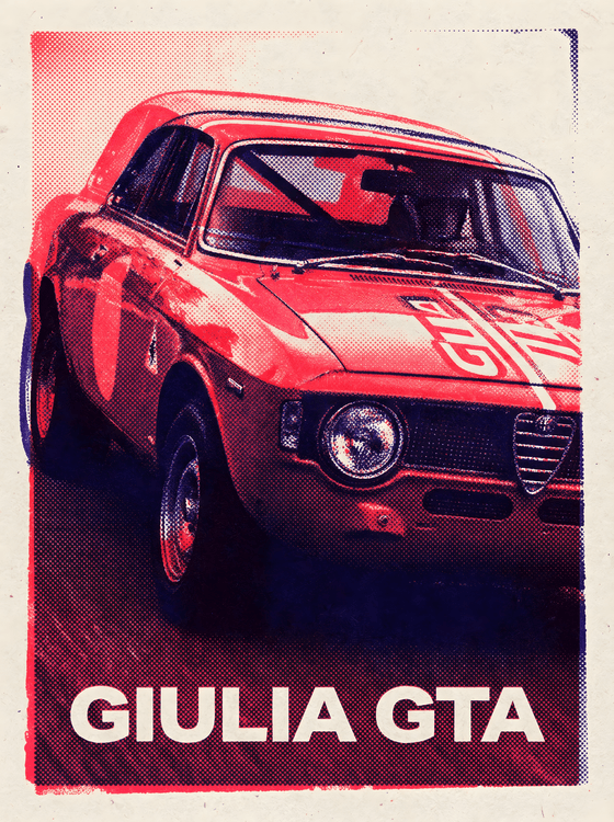 Alfa Romeo Giulia GTA Vintage Style Poster