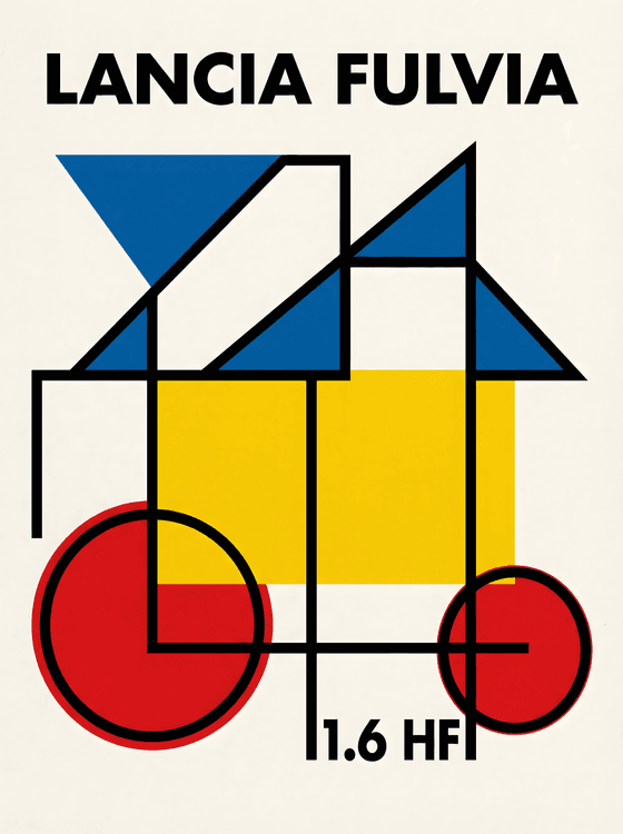 Lancia Fulvia HF Bauhaus Geometric Poster