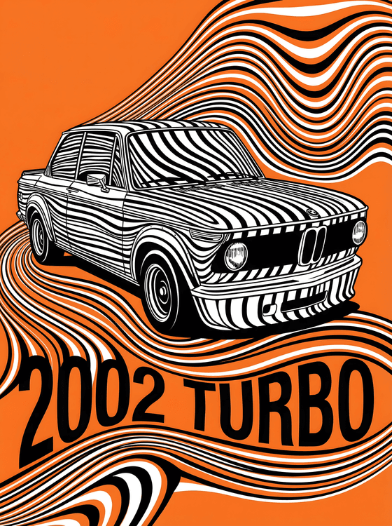 BMW 2002 Turbo Psychedelic Op Art Poster