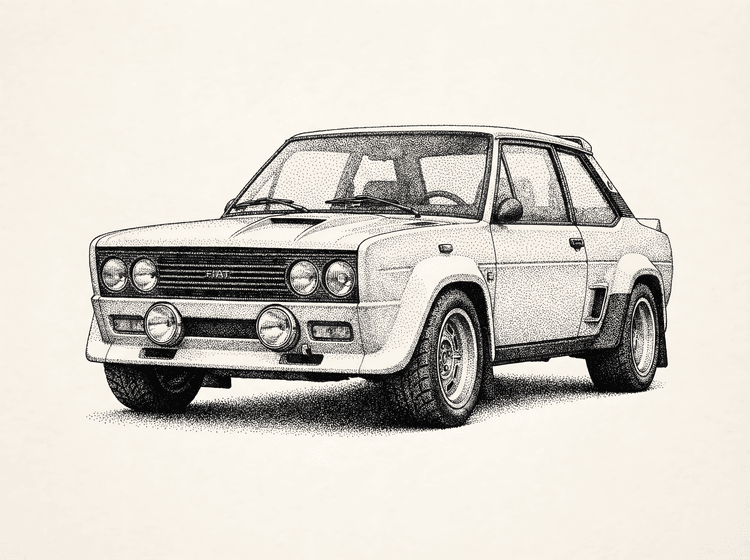 Fiat 131 Abarth Rally Stippling Illustration