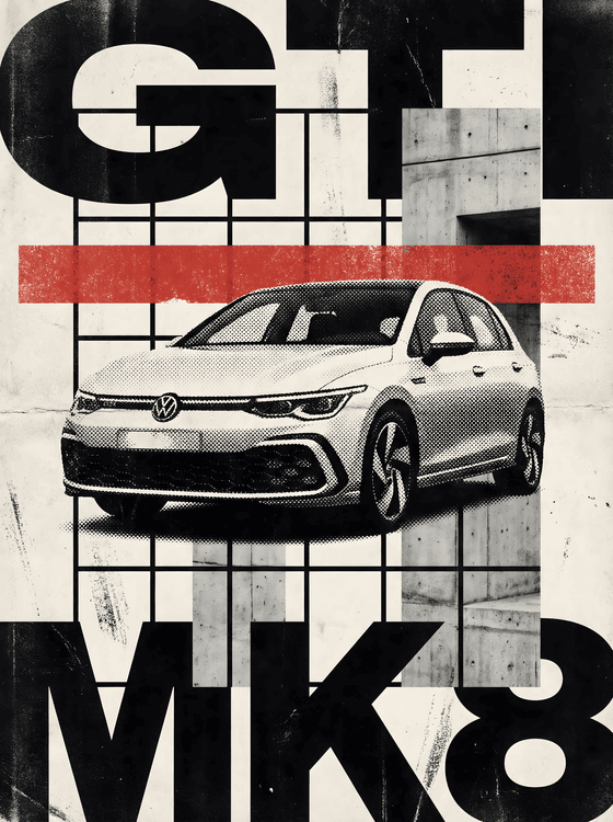 VW Golf GTI Mk8 Industrial Graphic Poster