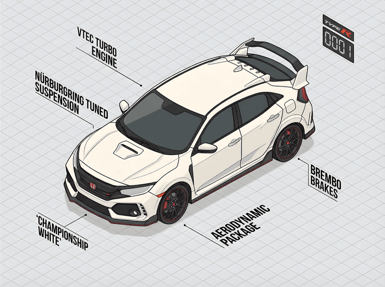Honda Civic Type R Technical Isometric Study