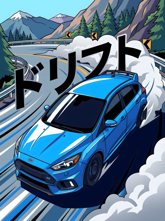 Ford Focus RS Anime Drift Mountain Pass