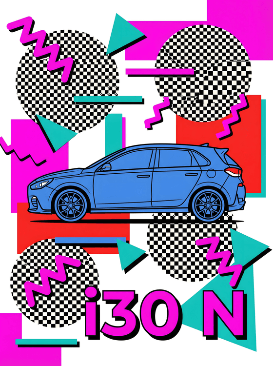 Hyundai i30 N Memphis Style Retro Poster