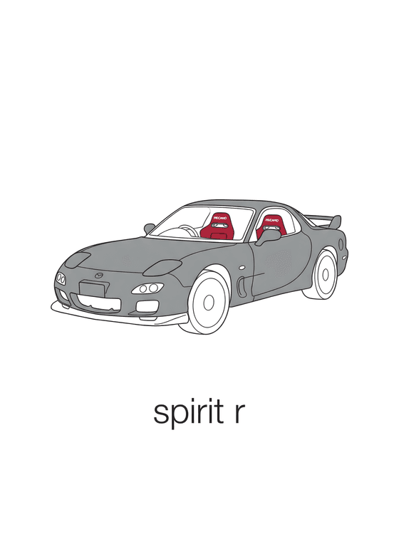 Spirit R: Minimalist Mazda RX-7 Illustration