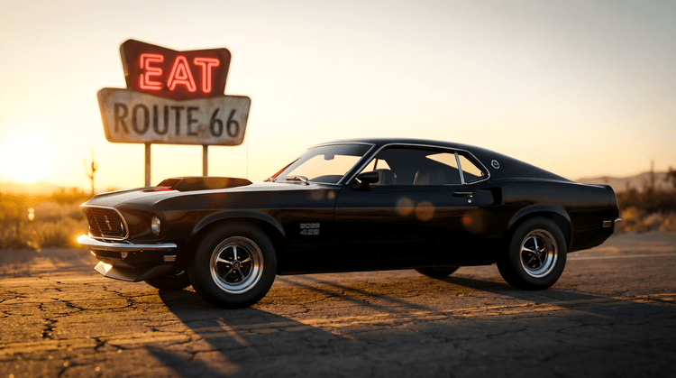 Route 66 Legend: Mustang Boss 429 Sunset